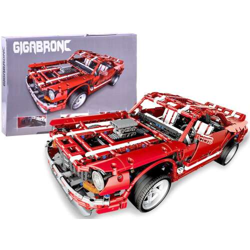 Gigabronc 2000 piece building set, red muscle car model, with opening doors, hood, and trunk