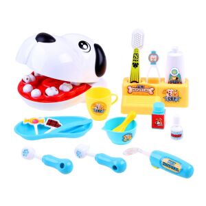 Játék Fogorvos - Kisállat Ápoló Szett with dog head and dental tools - Doctor Playset