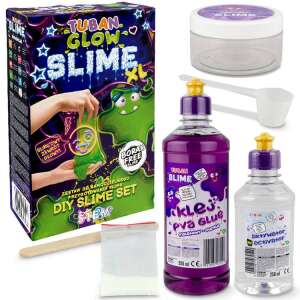 Tuban Glow Slime XL DIY Slime Set, glow in the dark slime making kit with purple glue, activator, glow powder, spatula, measuring cup and container - Tuban