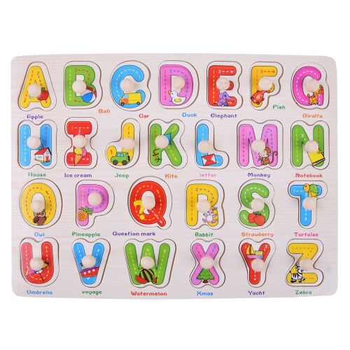 Puzzle Fa Abécé, jucărie educativă din lemn cu alfabet