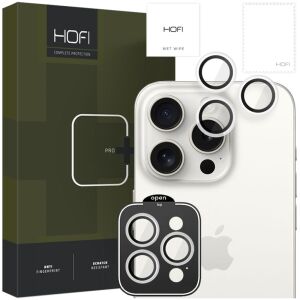 Hofi Camring Pro+ iPhone 15 Pro/Max lencsevédő készlet csomagolással és telefonkamerára szerelve - HOFI