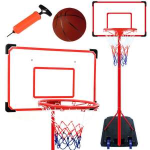 Basketball hoop set with backboard, basketball and pump, red and white, SP0701 - Basketball, Hoop, and Equipment