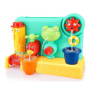 Bath toy panel with water features, including a frog, a bird, a cactus, and a sun, for kids to play with in the bathtub - Babies & Toddler