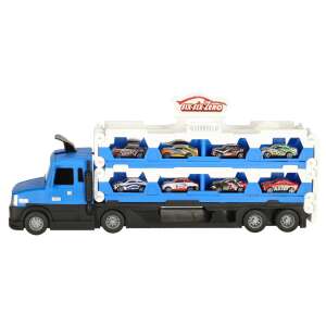 Blue Six-Six-Zero toy car transporter truck with 10 small toy cars - JM
