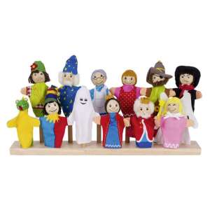 12 darabos ujjbáb készlet gyerekeknek, tartalmaz karaktereket, mint varázsló, hercegnő, sárkány és még sok más, tökéletes meséléshez és képzeletbeli játékhoz - Goki