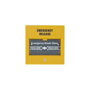 CPK-860B kézi tűzjelző, sárga, elülső nézet, betörhető üveg látható - Tűzjelző