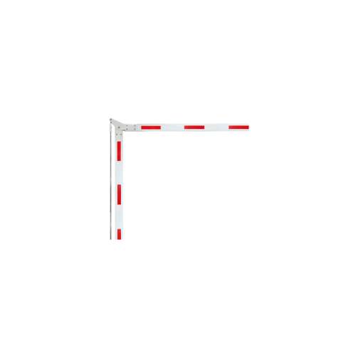 YK-BAR2-3M(90) 3m hosszú 90°-ban tört alumínium sorompó kar, piros-fehér, YK-BAR801J-23, BXB-S18, BXB-S20, BXB-E10 sorompókhoz