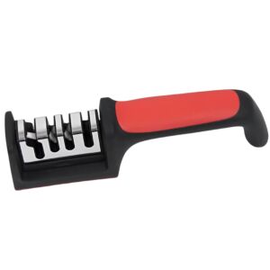 4-Stage Knife Sharpener - Stainless Steel, Red and Black Kitchen Knife Sharpener - Knife Sharpener