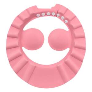 Rózsaszín állítható baba zuhanyzó sapka fülekkel, Honeybaby márka - Hajmosó karika és kancsó