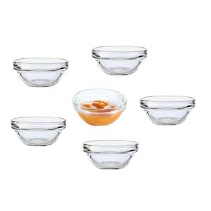 ABYZ®™ 6 piece glass saucer set, 75 mm, transparent, ideal for serving sauces, dips, and condiments - Serving tray