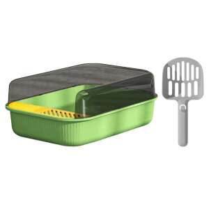 ABYZ™ Macskaalom doboz fedéllel és kanállal, világoszöld, 50x34.5x18.5 cm - Macska alomtálca