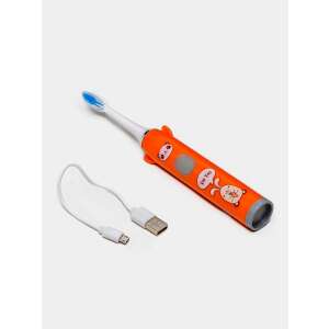 ABYZ elektromos fogkefe gyerekeknek, narancssárga színű, USB töltéssel, 2 kefefejjel - Elektromos fogkefe