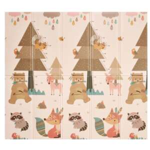 4FIZJO XXL Foldable Play Mat 180x200cm - Forest Animals and Hot Air Balloons, showing the full mat unfolded - Baby Gyms & Play Mat