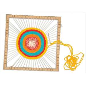 DIY circular loom for weaving, wooden frame with yarn and needle, craft supplies - Playbox