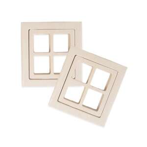 PlayBox 2er Pack 8x8,5cm Holzfensterrahmen für Bastel- und DIY-Projekte - Holzbeschriftungen & Dekoelemente