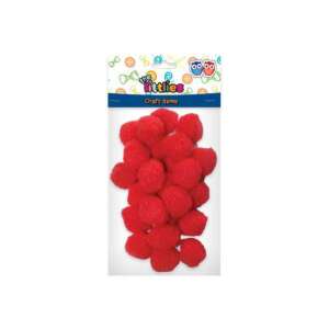 60 db 1,5 cm-es piros pompon, kézműves kellékek, the littles márka - Luna