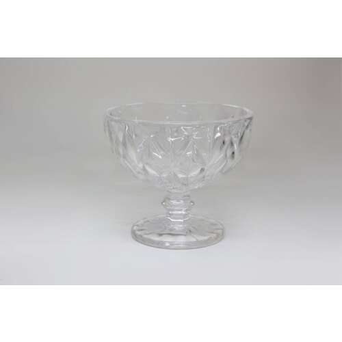 Átlátszó üveg fagylaltos csésze gyémánt mintával, 300ml űrtartalommal