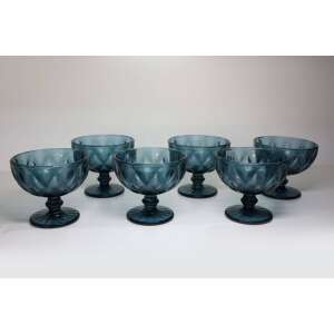 6 darabos kék üveg fagylaltos csésze készlet, tökéletes desszertek vagy fagylalt tálalásához - Fagylaltos kehely