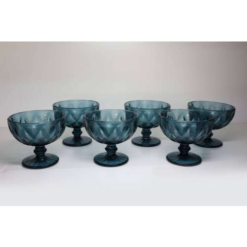 6 darabos kék üveg fagylaltos csésze készlet, tökéletes desszertek vagy fagylalt tálalásához