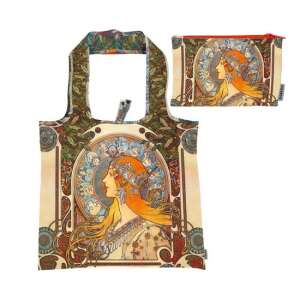 FRI.40593 ECO bevásárló táska újrahasznosított műanyag palackból, Mucha mintával, 48x60cm, összehajtható 15x12cm-re - Bevásárló táska- & szatyor