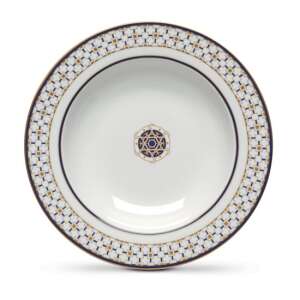 P.M. Charles porcelán mélytányér, 21,5cm, kék és arany mintával - Tányér