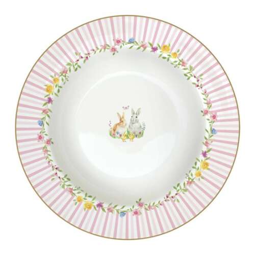 R2S.943EAST porcelán mélytányér Happy Easter mintával, 21,5cm