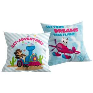 Gabi babaháza Cat-Adventures díszpárna, 40x40 cm, vonat és repülőgép mintával - Díszpárna
