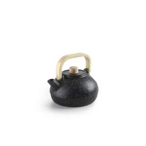 Ibili Izum cast iron teapot with wooden handle, black with white speckles, 1.1 liter capacity - Teapot