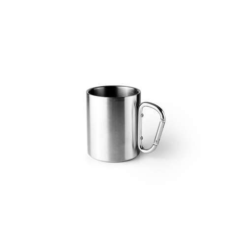 Ibili stainless steel camping mug with carabiner handle, 350 ml, silver