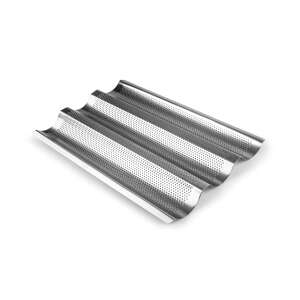 Ibili Classica perforated baguette baking pan, stainless steel, 38x25 cm, silver - Baking Mold