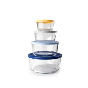 Ibili 4 darabos üveg tárolóedény készlet fedőkkel, 234/472/944/1652 ml, átlátszó/többszínű - Ibili