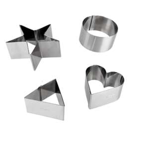 Ibili Edelstahl-Formenset, 4 Stück, Stern, Kreis, Dreieck, Herz - Backformen