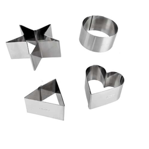Ibili Edelstahl-Formenset, 4 Stück, Stern, Kreis, Dreieck, Herz