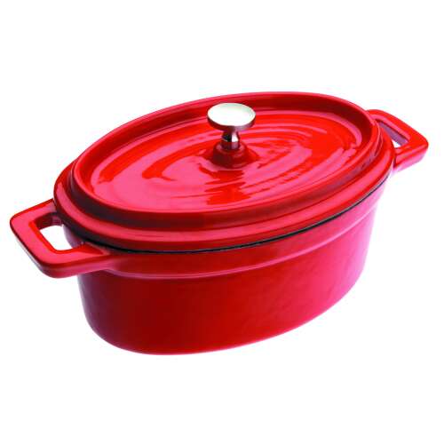 Rote emaillierte Gusseisen-Cocotte mit Deckel, Marke Ibili