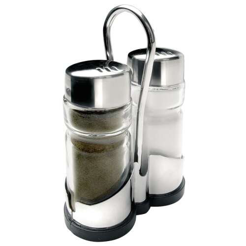 Ibili Salz- und Pfefferstreuer-Set mit Ständer, Glas und Edelstahl, 37,5 ml, transparent