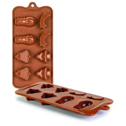 IBILI Shape Schokoladenformen, Weihnachtsbaum, Schneemann, Stern, Glocke, Silikon, braun