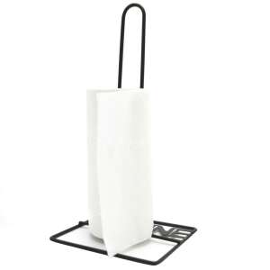 Suport de hârtie pentru prosoape de bucătărie din metal negru cu inscripția "Cuisine", cu un rulou de prosoape de hârtie - Suporturi pentru hârtie de bucătărie