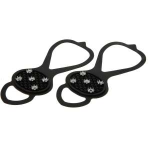 Pair of black rubber ice grips with metal studs for shoes - Anti-slip insole