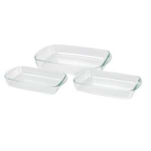 Termolex 3-teiliges Backform-Set, hitzebeständiges Glas, 3,6/2,6/1,6 Liter, transparent - Backgeschirr