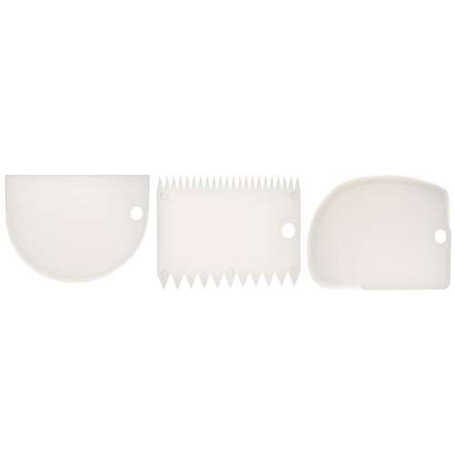 Koopman 3-teiliges Kunststoff-Tortenspatel-Set, weiß, 12x8 cm