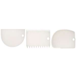 Zestaw 3 plastikowych skrobaków do ciasta Koopman, biały, 12x8 cm - Narzędzie do dekorowania ciast