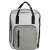 Grey polyester backpack with front pocket, perfect for students, work, or travel