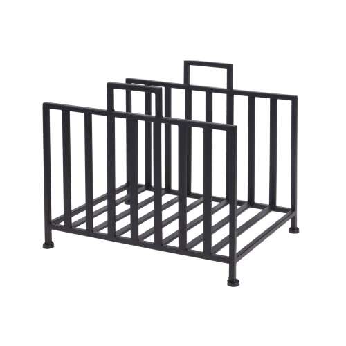 Black metal firewood rack, 40x31x35 cm