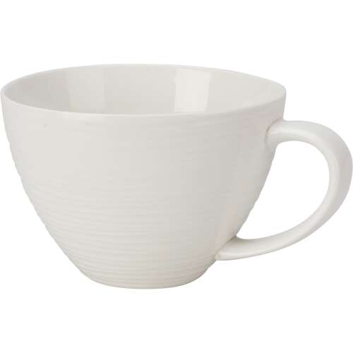 Weiße Porzellan Tasse mit geripptem Design, 450 ml Fassungsvermögen, Cana Siaki Kollekció