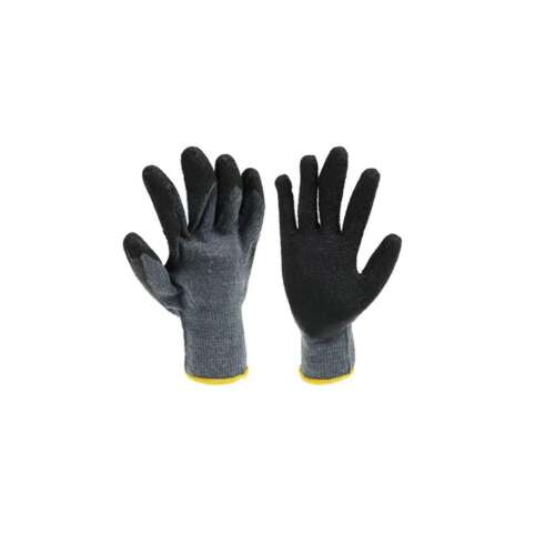 Pereche de mănuși de lucru gri și negre, potrivite pentru grădinărit, construcții și alte sarcini