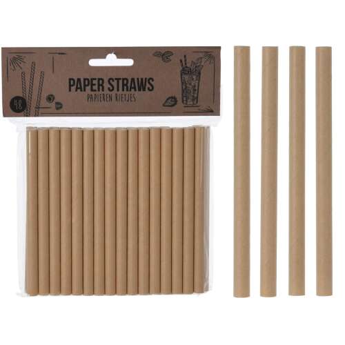 48 pack of brown paper straws, 12 cm long, Excellent Houseware brand