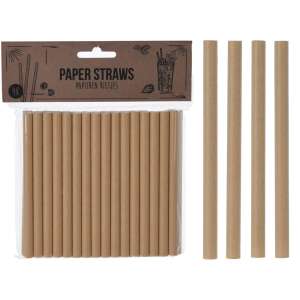 48 sztuk brązowych słomek papierowych, 12 cm długości, marka Excellent Houseware - Narzędzie paska