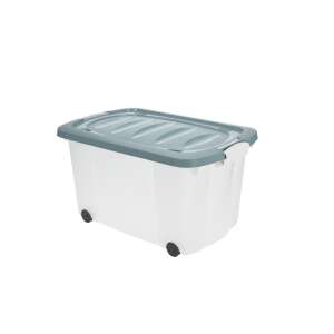 Cutie de depozitare din plastic alb cu roți și capac gri, 60x40x35 cm - Depozitare și organizare