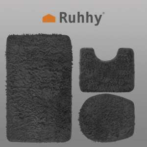 Grey bathroom rug set, Ruhhy, 3 piece, bathroom mat, toilet seat cover, toilet rug - Bathroom Furniture