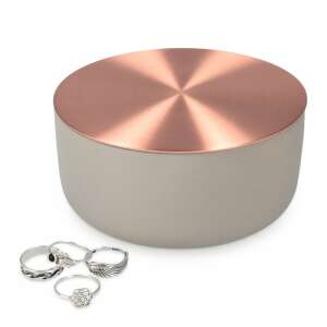 Navaris concrete and copper jewelry box, 11.5 cm diameter, 6 cm high - Jewelry Box